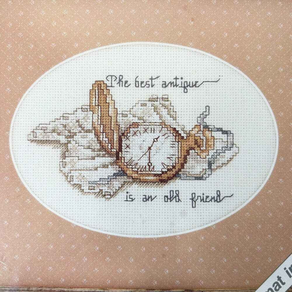 Design Works The Best Antique is an Old Friend Cross Stitch Kit NEW Mat Included